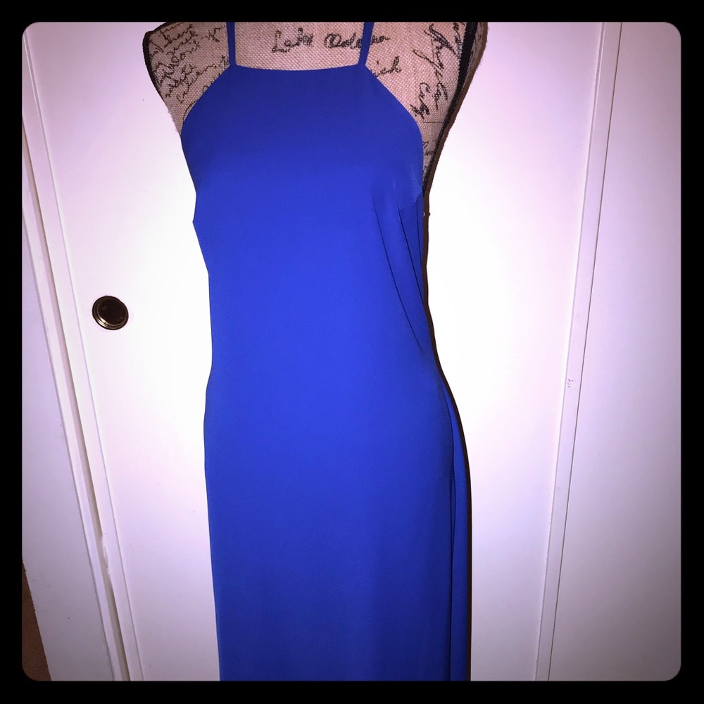 Spaghetti Strap Blue Formal Dress